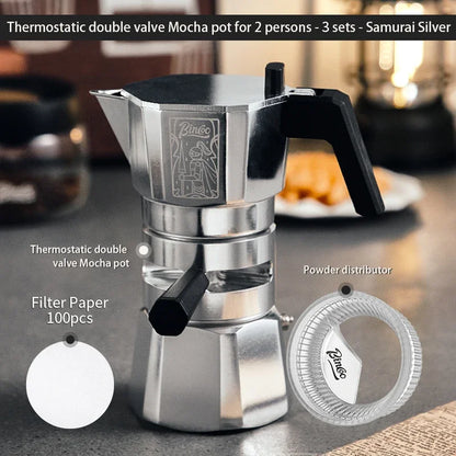 Thermostatic Double Valve Moka Pot – Just Coffee Multi-Serving Espresso Maker