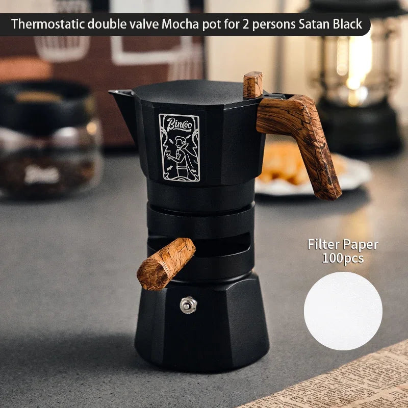 Thermostatic Double Valve Moka Pot – Just Coffee Multi-Serving Espresso Maker
