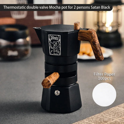Thermostatic Double Valve Moka Pot – Just Coffee Multi-Serving Espresso Maker