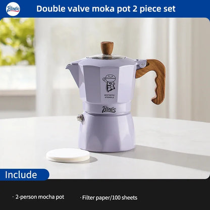 Moka Pot & Heater Kit – Just Coffee Dual Valve Portable Espresso Maker