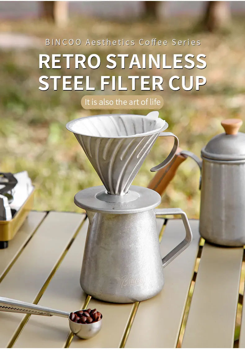 Stainless Steel Pour Over Coffee Dripper – Just Coffee V-Shaped Reusable Filter