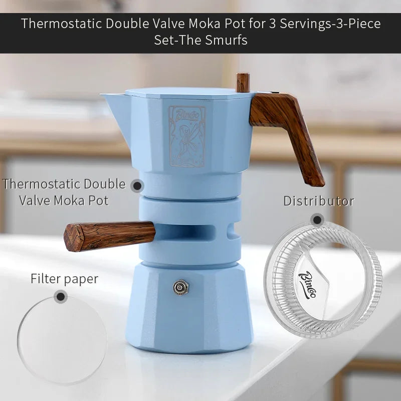 Thermostatic Double Valve Moka Pot – Just Coffee Multi-Serving Espresso Maker