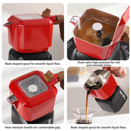 Rubik’s Cube Moka Pot – Just Coffee Red/Green Double Valve Espresso Maker
