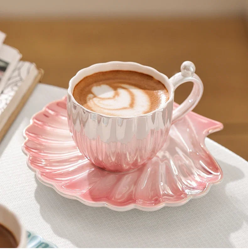 Gradient Ceramic Coffee Mug with Saucer – Just Coffee Art Edition