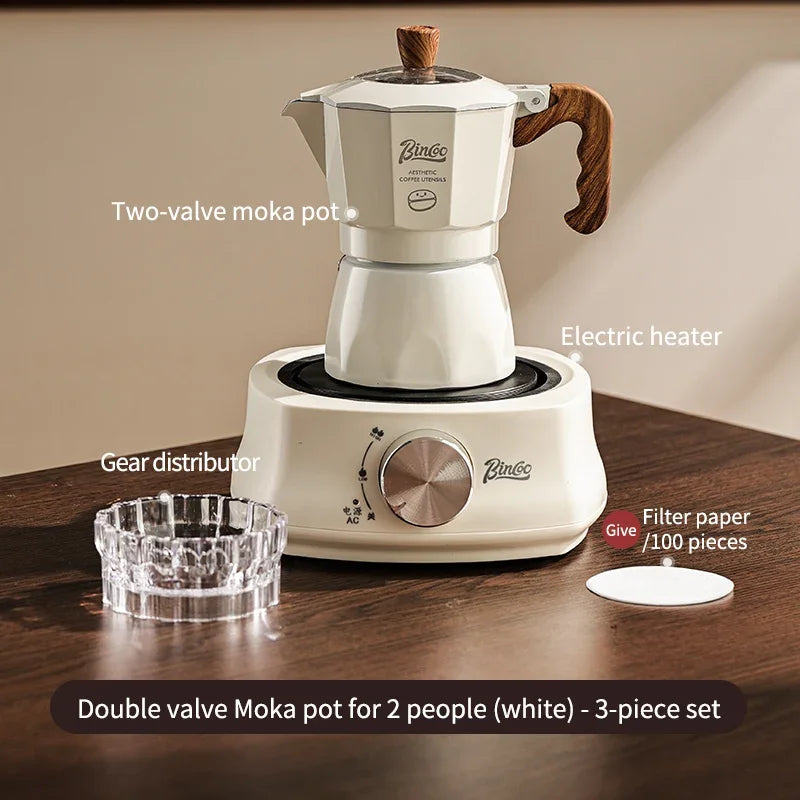 Moka Pot & Heater Kit – Just Coffee Dual Valve Portable Espresso Maker