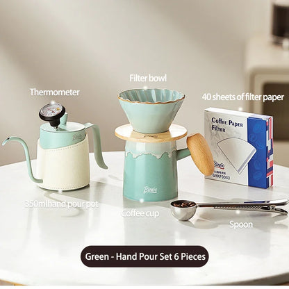 Ceramic Pour Over Coffee Pot Set – Just Coffee Sharing Pot & Filter Cup