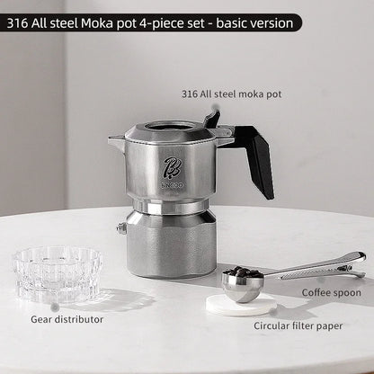 GT Pro Moka Pot – Just Coffee 316 Stainless Steel 3-Valve Espresso Maker