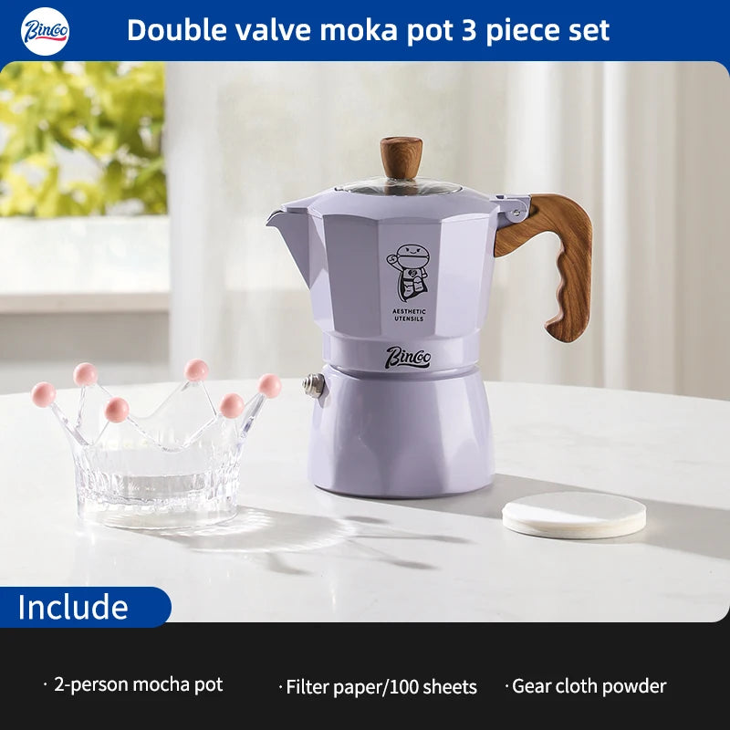 Dual Valve Moka Pot – Just Coffee Italian Espresso Maker for Camping