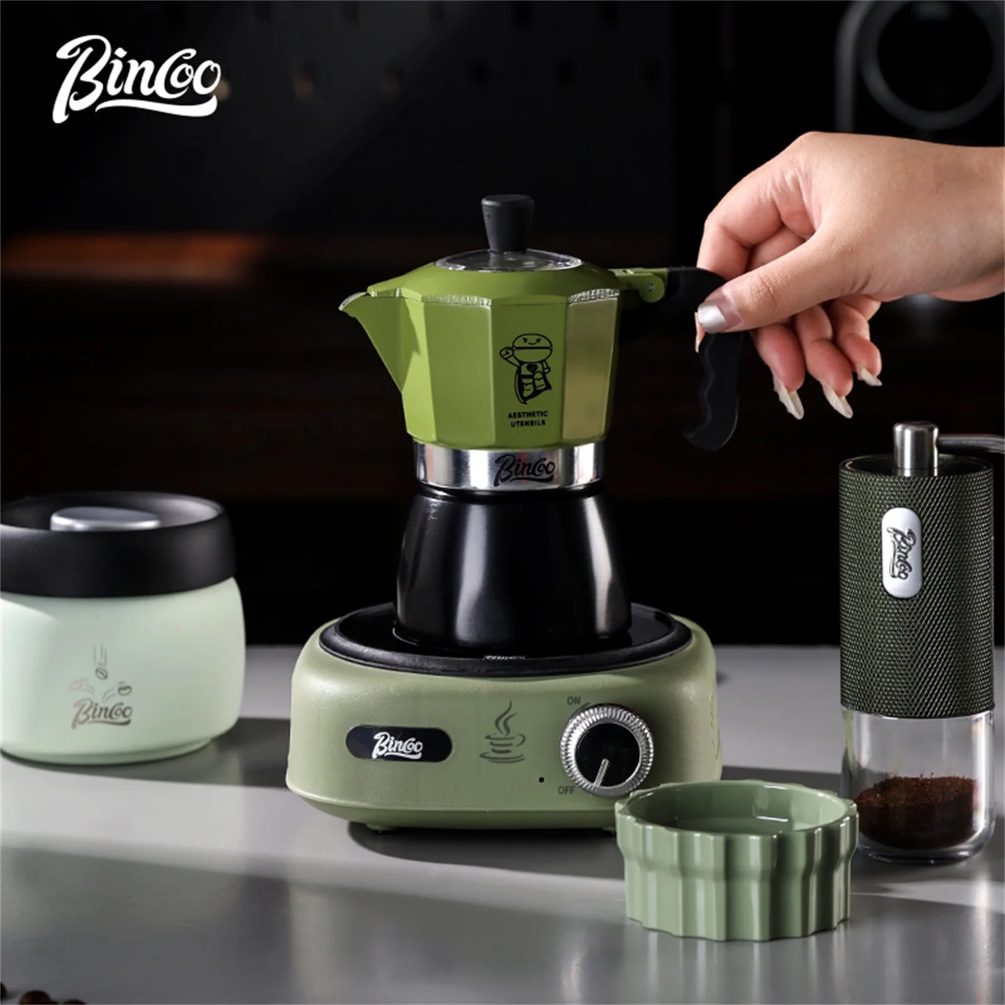 Double Valve Moka Pot Set – Just Coffee Electric Italian Espresso Maker 220V