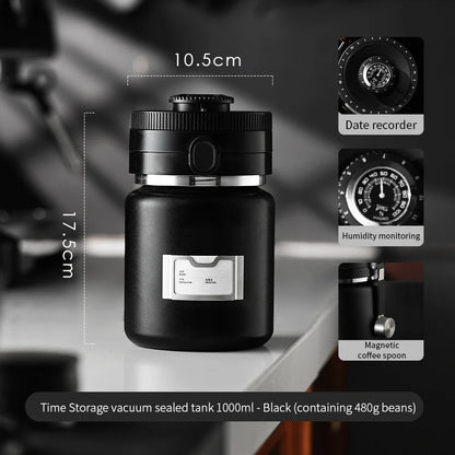 Coffee Bean Vacuum Canister 1000ml – Just Coffee Stainless Steel Airtight Jar