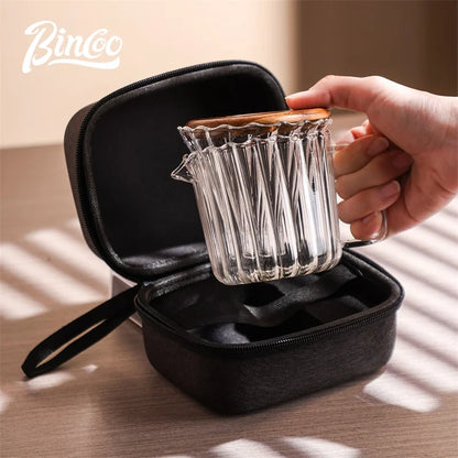 Clear Vertical Sharing Pot Set – Just Coffee Hand Brewed Kit (1–2 Cups)