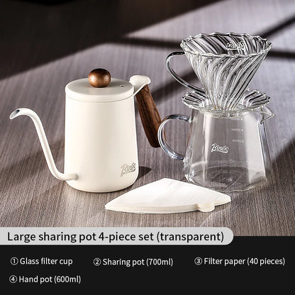 Hand Brew Coffee Pot Set – Just Coffee Glass Sharing Pot & Drip Filter
