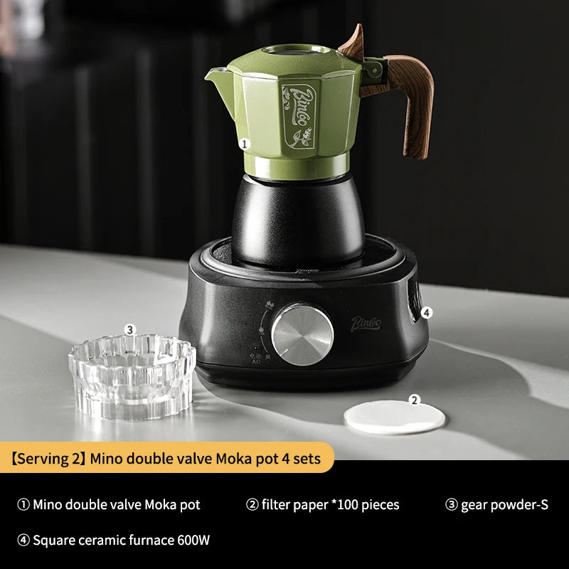 Double Valve Moka Pot – Just Coffee Espresso Extraction Set 220V