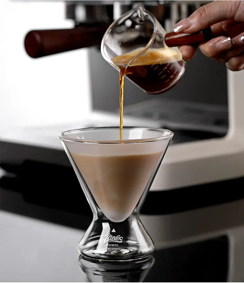 Hourglass Double Wall Glass Coffee Cup – Just Coffee Wide Mouth Edition