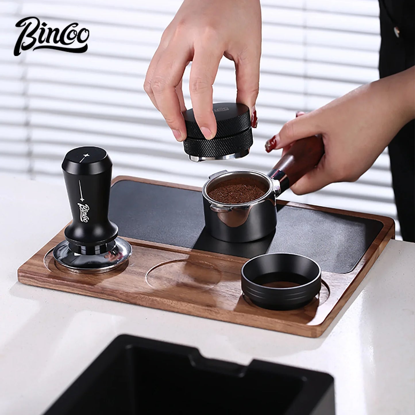 Italian Coffee Tamping Set 51–58mm – Just Coffee Walnut Barista Station
