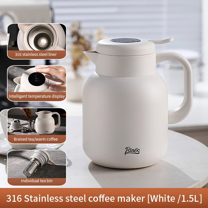 Stainless Steel Thermos Coffee Pot – Just Coffee Intelligent Display Edition