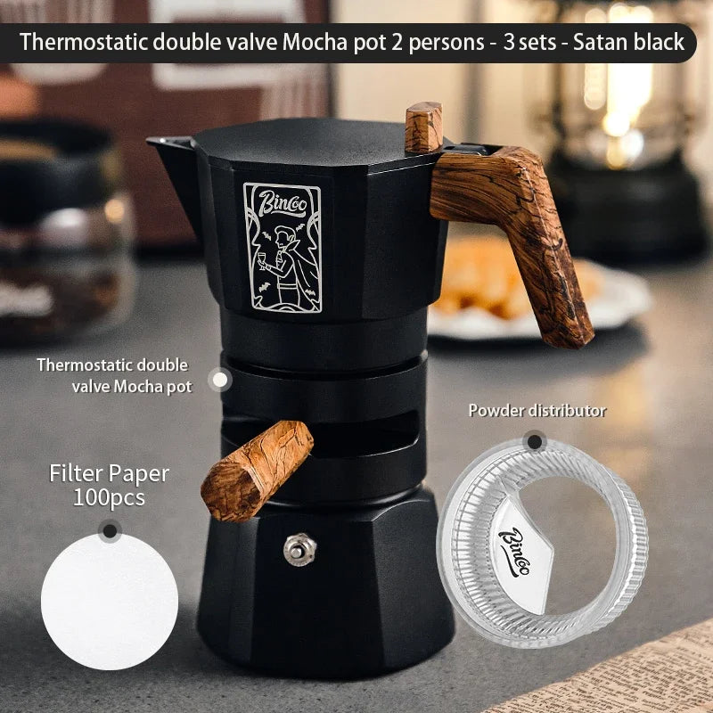 Thermostatic Double Valve Moka Pot – Just Coffee Multi-Serving Espresso Maker