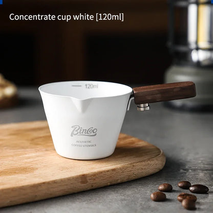 Stainless Steel Espresso Dosing Cup – Just Coffee Wooden Handle Edition