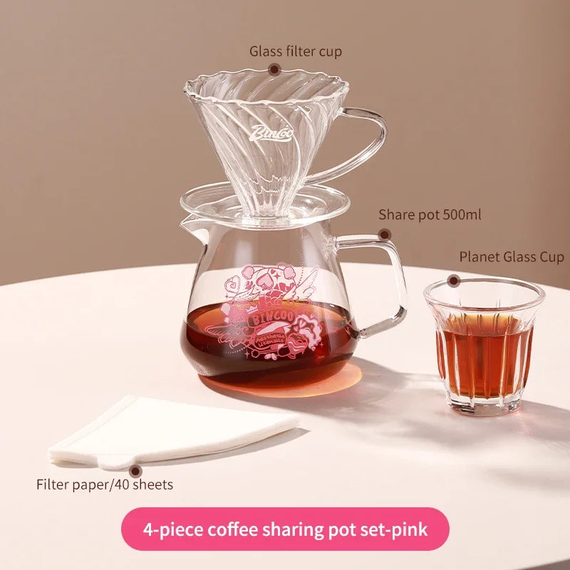 Glass Coffee Sharing Pot Set – Just Coffee Pour Over Dripper & Filter Cup