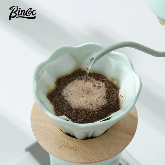 Ceramic Coffee Filter Cup V01 – Just Coffee Reusable Dripper with Wood Stand