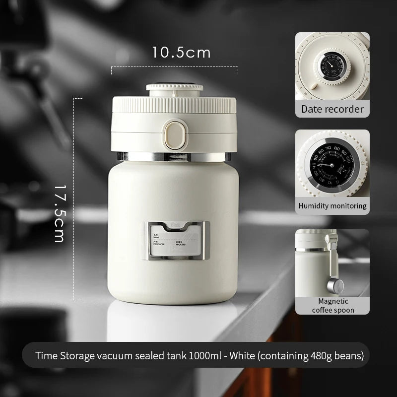 Coffee Bean Vacuum Canister 1000ml – Just Coffee Stainless Steel Airtight Jar