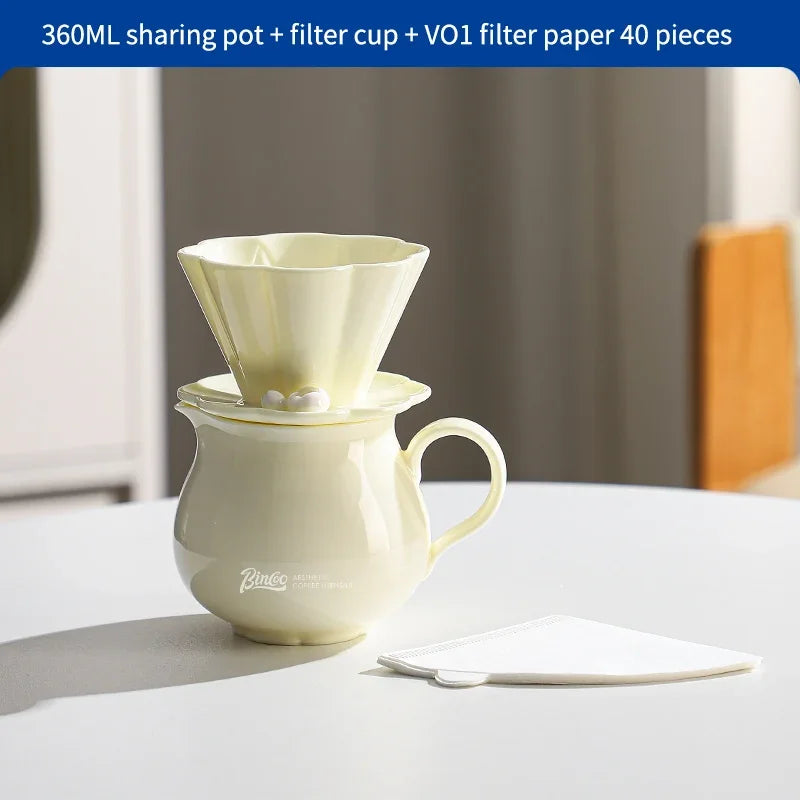 Hand Brew Coffee Pot Set – Just Coffee Ceramic Sharing Pot & Filter Cup