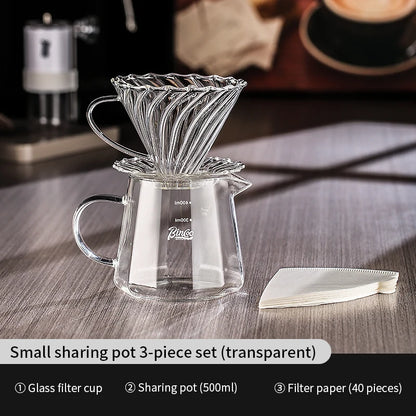 Hand Brew Coffee Pot Set – Just Coffee Glass Sharing Pot & Drip Filter