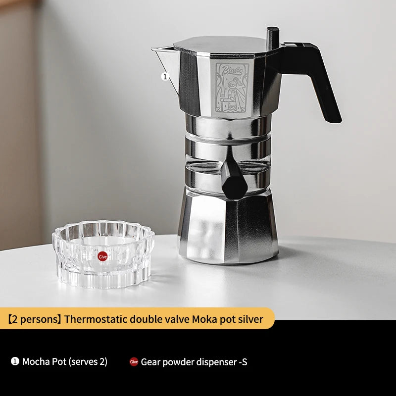 Thermostatic Double Valve Moka Pot – Just Coffee Classic Stovetop Espresso Maker