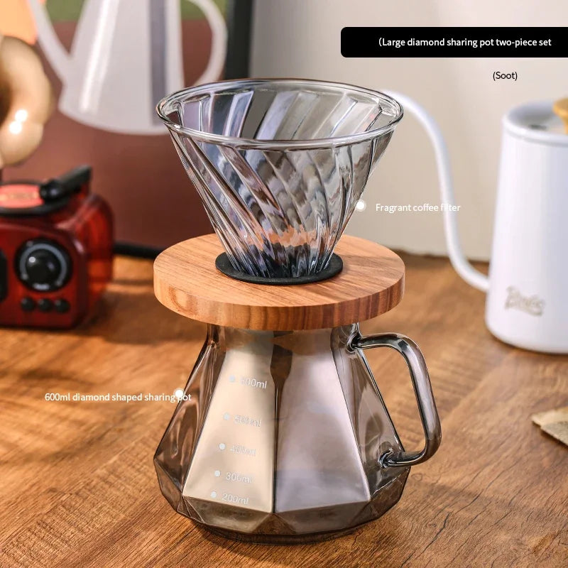 Hand Brew Coffee Maker Set – Just Coffee Sharing Pot & Long Spout Filter Cup