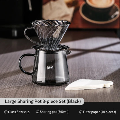 Hand Brew Coffee Pot Set – Just Coffee Glass Sharing Pot & Drip Filter