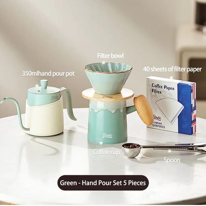 Ceramic Pour Over Coffee Pot Set – Just Coffee Sharing Pot & Filter Cup