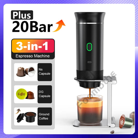 Wireless Electric Portable Espresso Coffee Machine for Car & Home Camping Coffee Maker 3-in-1