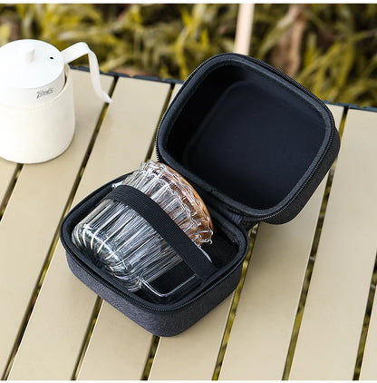 Clear Vertical Sharing Pot Set – Just Coffee Hand Brewed Kit (1–2 Cups)