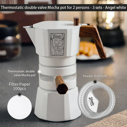 Thermostatic Double Valve Moka Pot – Just Coffee Multi-Serving Espresso Maker