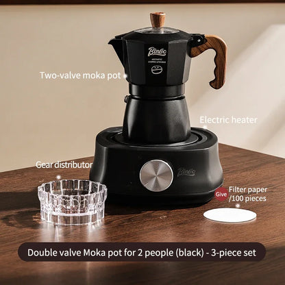 Moka Pot & Heater Kit – Just Coffee Dual Valve Portable Espresso Maker