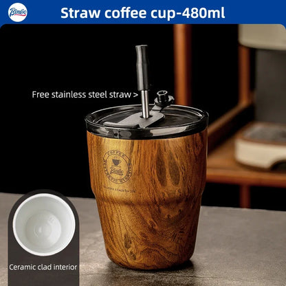 Wood Grain Insulated Coffee Cup – Just Coffee Retro Edition