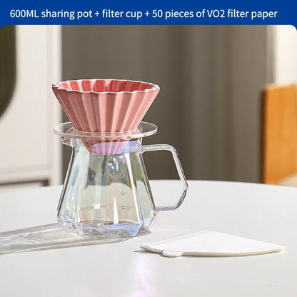 Hand Brew Coffee Pot Set – Just Coffee Ceramic Sharing Pot & Filter Cup