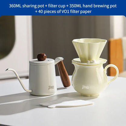 Hand Brew Coffee Pot Set – Just Coffee Ceramic Sharing Pot & Filter Cup