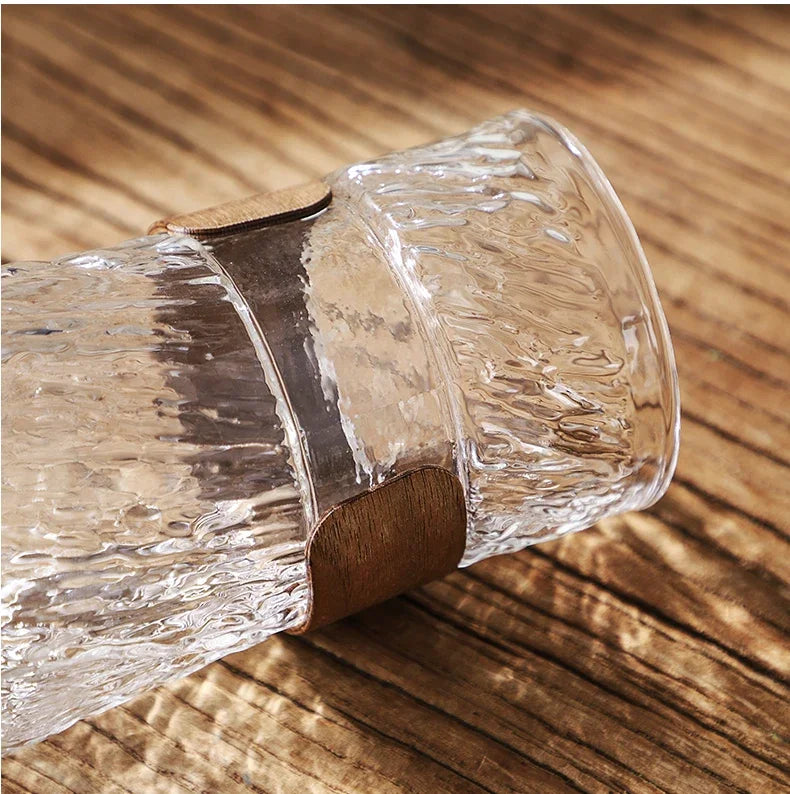 450ml Japanese Glass Coffee Mug with Bamboo Sleeve – Just Coffee Heat-Resistant Edition