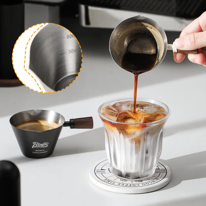 90ml Dual Spout Espresso Measuring Cup – Just Coffee Stainless Steel Edition