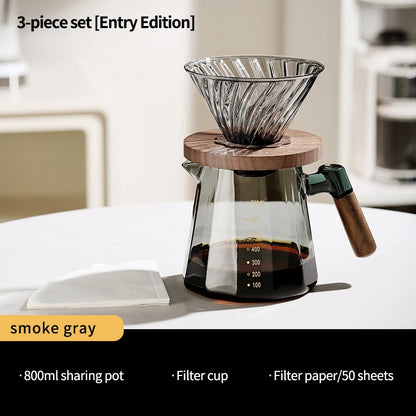 Pour Over Coffee Maker Set 800ml – Just Coffee Glass Carafe & Filter