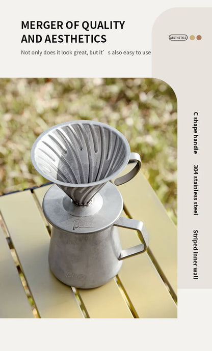 Stainless Steel Pour Over Coffee Dripper – Just Coffee V-Shaped Reusable Filter