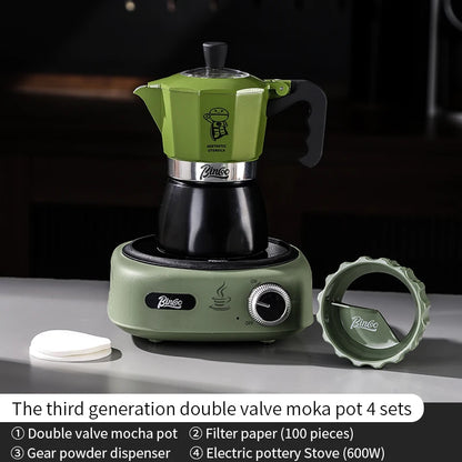 Double Valve Moka Pot Set – Just Coffee Electric Italian Espresso Maker 220V