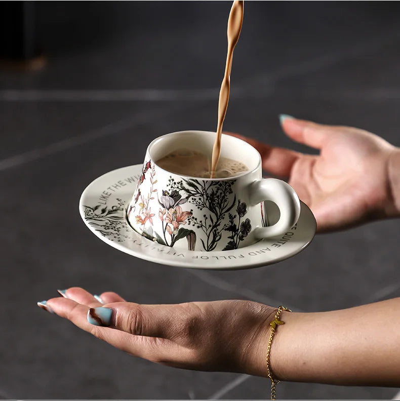 Ceramic Coffee Cup with Saucer 260ml – Just Coffee Latte Art Edition
