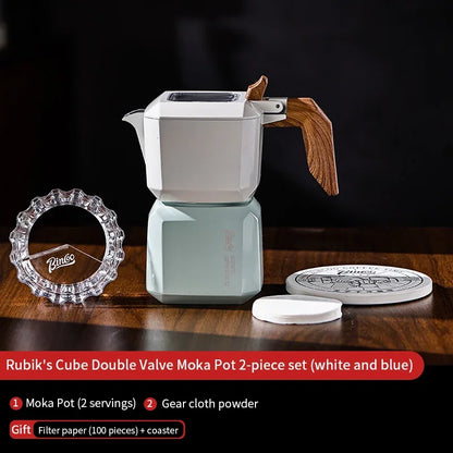 Square Moka Pot Set – Just Coffee Dual Valve Espresso Maker with Grinder & Accessories