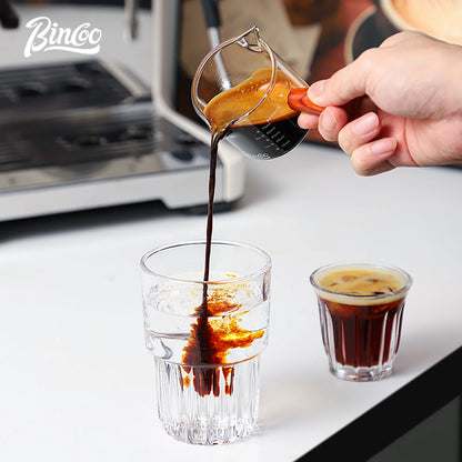 Glass Espresso Measuring Cup with Wood Handle – Just Coffee Barista Edition