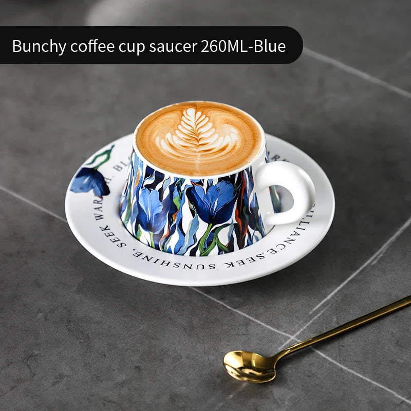 Ceramic Coffee Cup with Saucer 260ml – Just Coffee Latte Art Edition