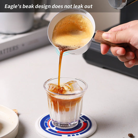 Stainless Steel Espresso Dosing Cup – Just Coffee Wooden Handle Edition