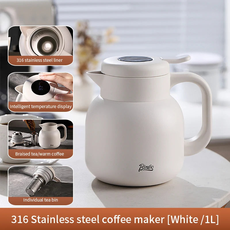 Stainless Steel Thermos Coffee Pot – Just Coffee Intelligent Display Edition