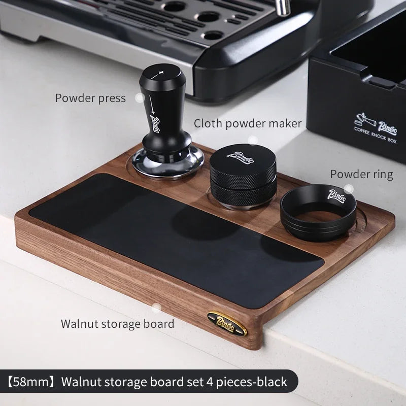 Italian Coffee Tamping Set 51–58mm – Just Coffee Walnut Barista Station